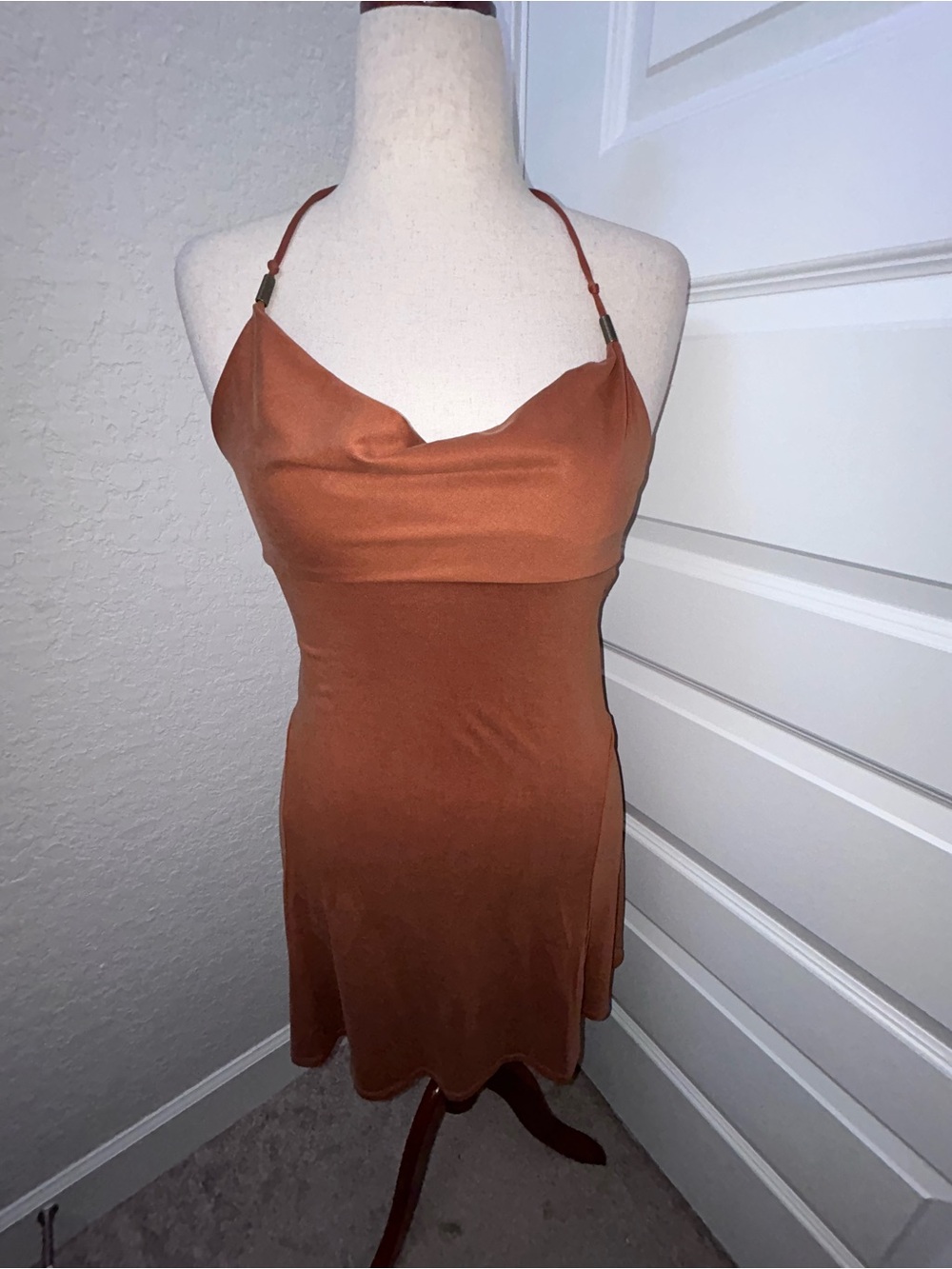 Anthro Halter A-Line Open Braided Criss Cross Back Dress